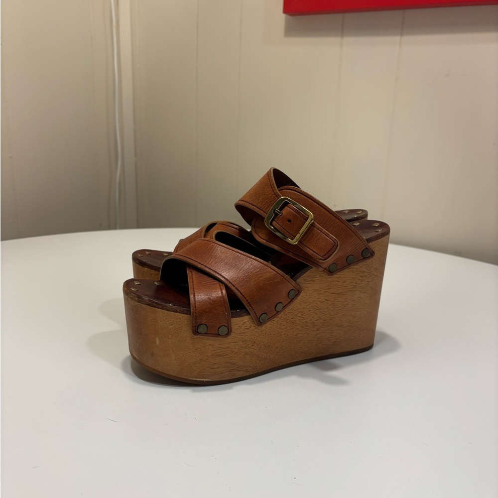Celine Tan leather Platform Sandals